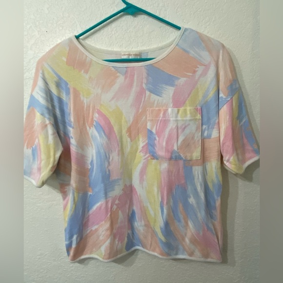 Authentic Vintage 80s Chimney Ridge paintbrush print Shoulder pad shirt XL - Picture 1 of 8